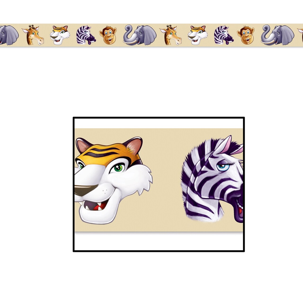 Party Central Club Pack of 12 White and Black Jungle Animals Party Tape Streamers Decors 20'
